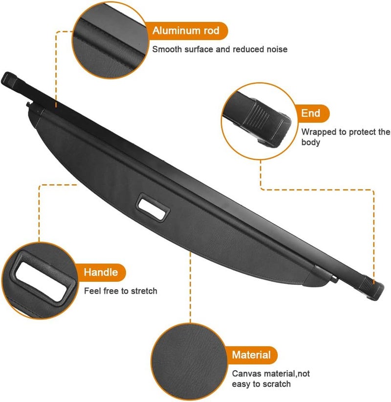 Cosilee Retractable Trunk Cargo Cover for 2019-2023 Toyota Prius (L Eco/XLE/Limited) - Privacy Security Shade Tonneau Shield - Image 2